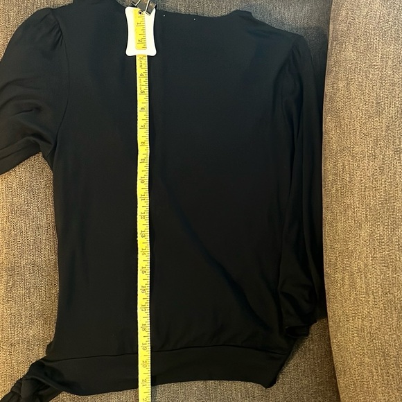 NEW Loveappella Faux Tie Wrap Top Size Small Color is Black - Picture 11 of 11